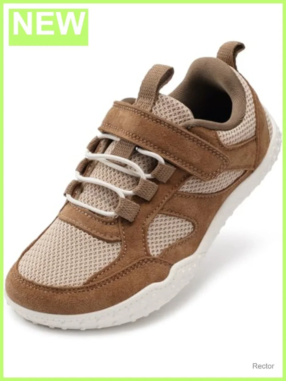 Kids Wide Barefoot Sneakers Mesh Suede Hook and Loop Athletic Shoes